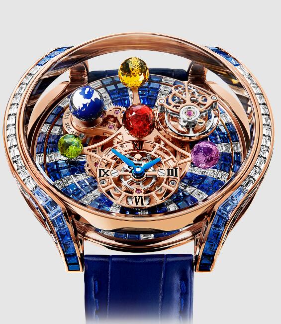 Review Jacob & Co ASTRONOMIA SOLAR BAGUETTE DIAMONDS AND BLUE SAPPHIRES Replica watch